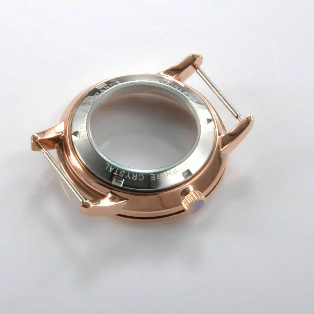 

40mm Mens Watch Case Rose Gold Fit ETA 2836 /2824Miyota 8205/8215/821a Movement Watches Waterproof Mechanical Wristwatches