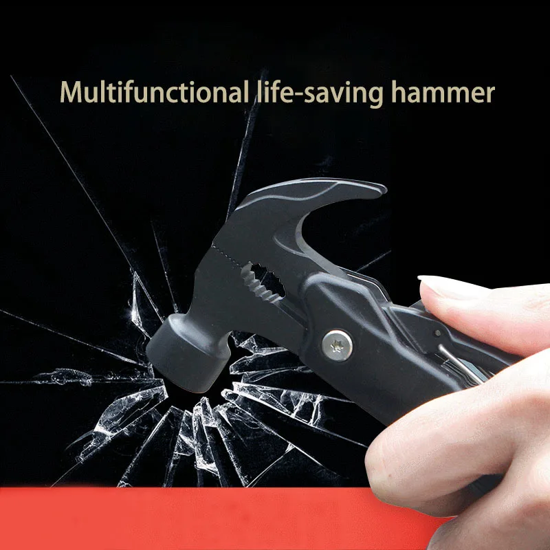 

Recommend Gift Claw Stainless Steel Multifunctional Clamp Outdoor High Hardness Hammer Car Life-saving Tools Comfortable Touch