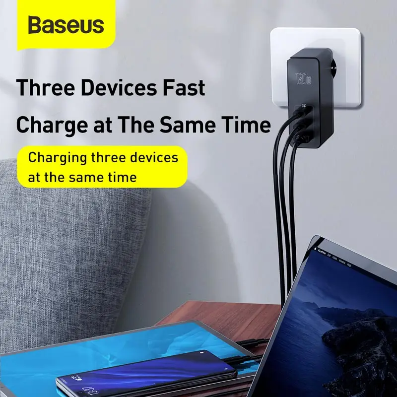 baseus 120w 100w gan usb c charger type c quick charge 4 0 3 0 type c pd fast charger for macbook pro ipad iphone 12 11 8 xiaomi free global shipping
