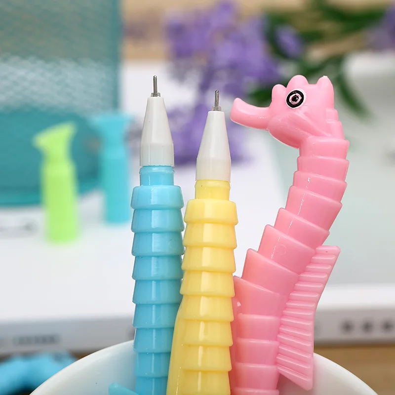 

50PCS/lot South Korea New Style Students School Gift Creative Cute Hippocampus Gel Pen Office Stationery Black Signing Pen