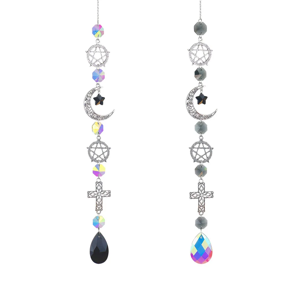 

Хрустальные колокольчики, ювелирные изделия, звезда, луна, Бриллиантовая подвеска, украшение на окно, хрустальные светящиеся украшения, рад...