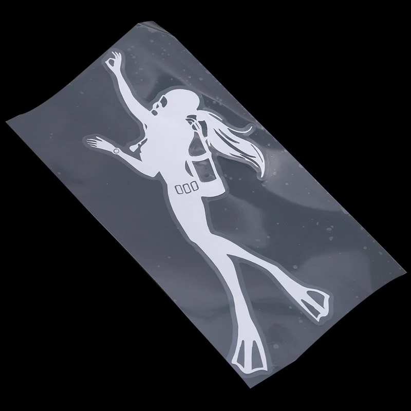 

Special Vignette With Scuba Diving Movement Cartoon Diver Characters Woman Car Stickers Decoration