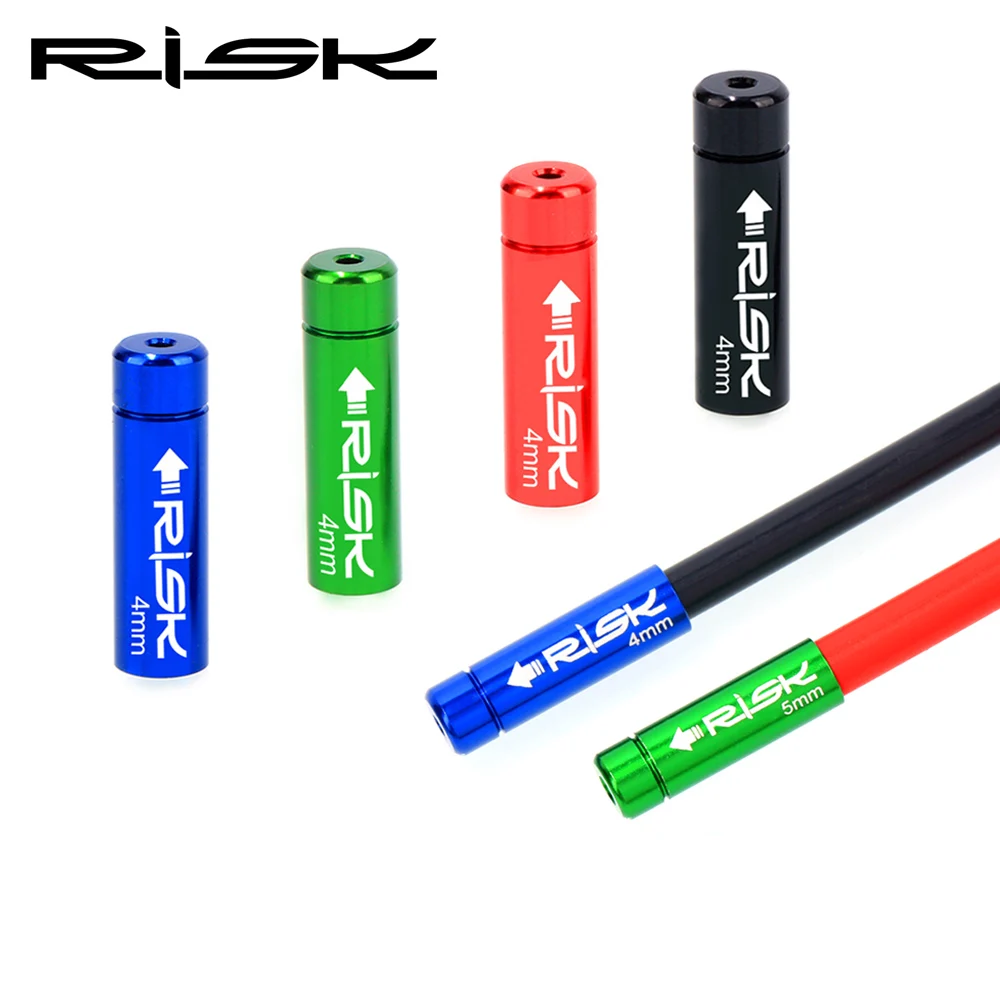 

RISK 10PCS Shift/Brake Cable End Cap 4mm/5mm Mountain Road Bike Bicycle Line Pipe Waterproof Aluminum Alloy Cap Tube Dust Cap