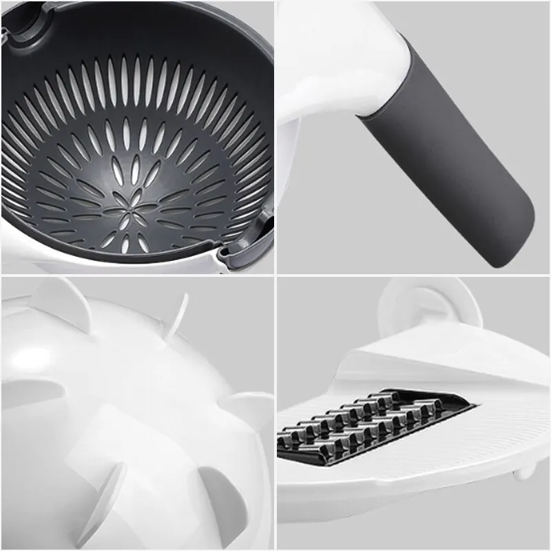 magic multifunctional rotating vegetable cutter with drain basket kitchen veggie fruit crusher grater slicer kitchen gadget free global shipping