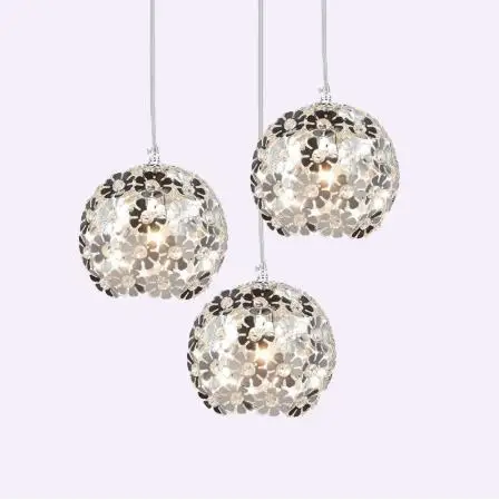Beautiful Silver Flower Crystal pendant lights Fixtures Aluminum Hanging Pendant Lamp Crystal Light for Dining Bedroom