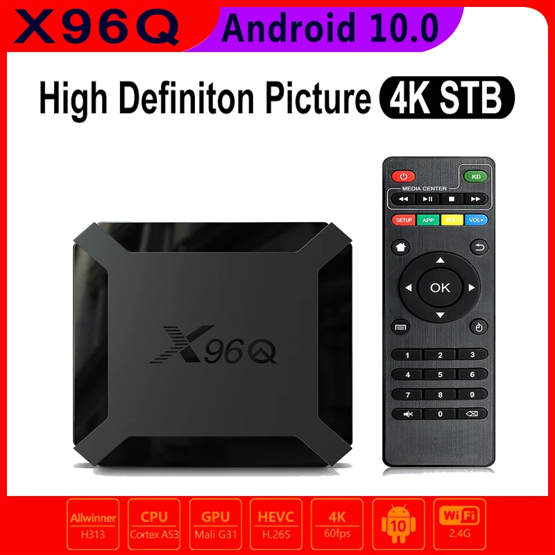 

HOT sale X96Q Android TV BOX 4K Media Player Allwinner Quad Core 2.4G 5G WIFI H313 Android 10.0 HDMI With Air mouse