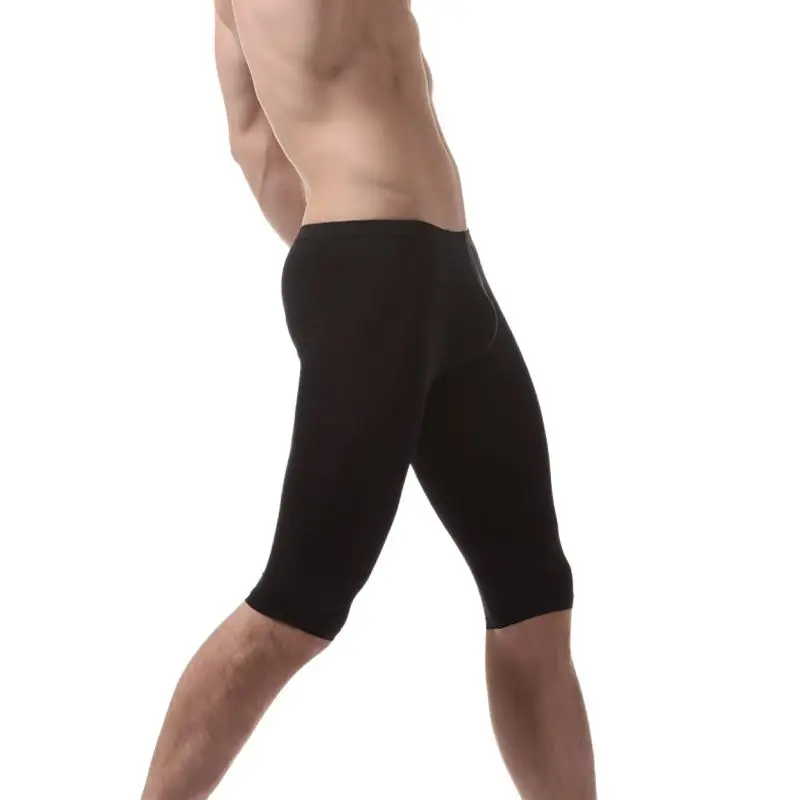 Сексуальные супер тонкие мужские шорты обтягивающие штаны для бега ледяной шелк