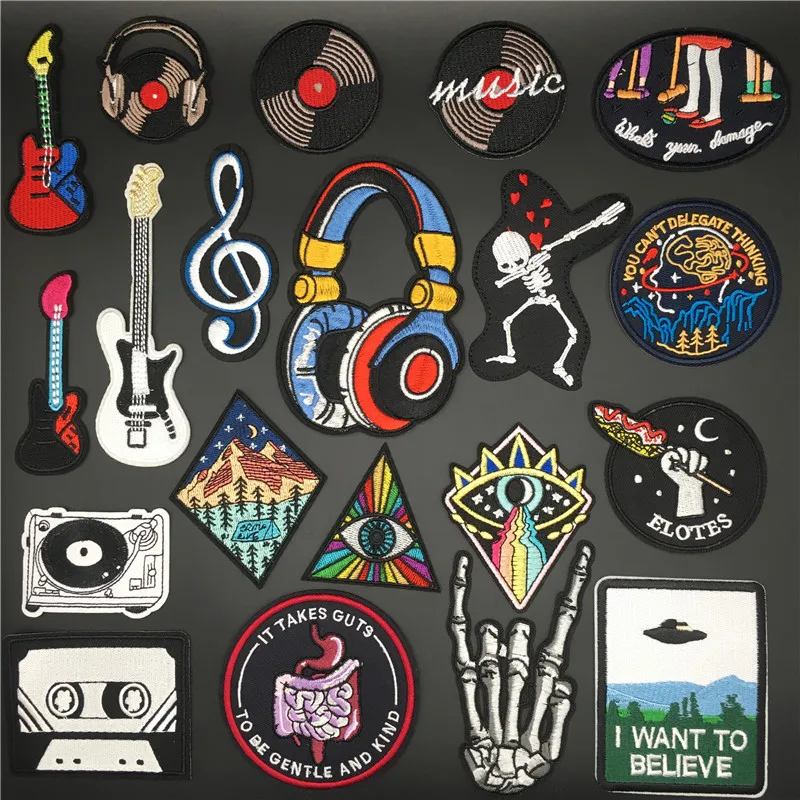 Музыкальная гарнитура для дискотек вышитые нашивки одежды полосатые Аппликации