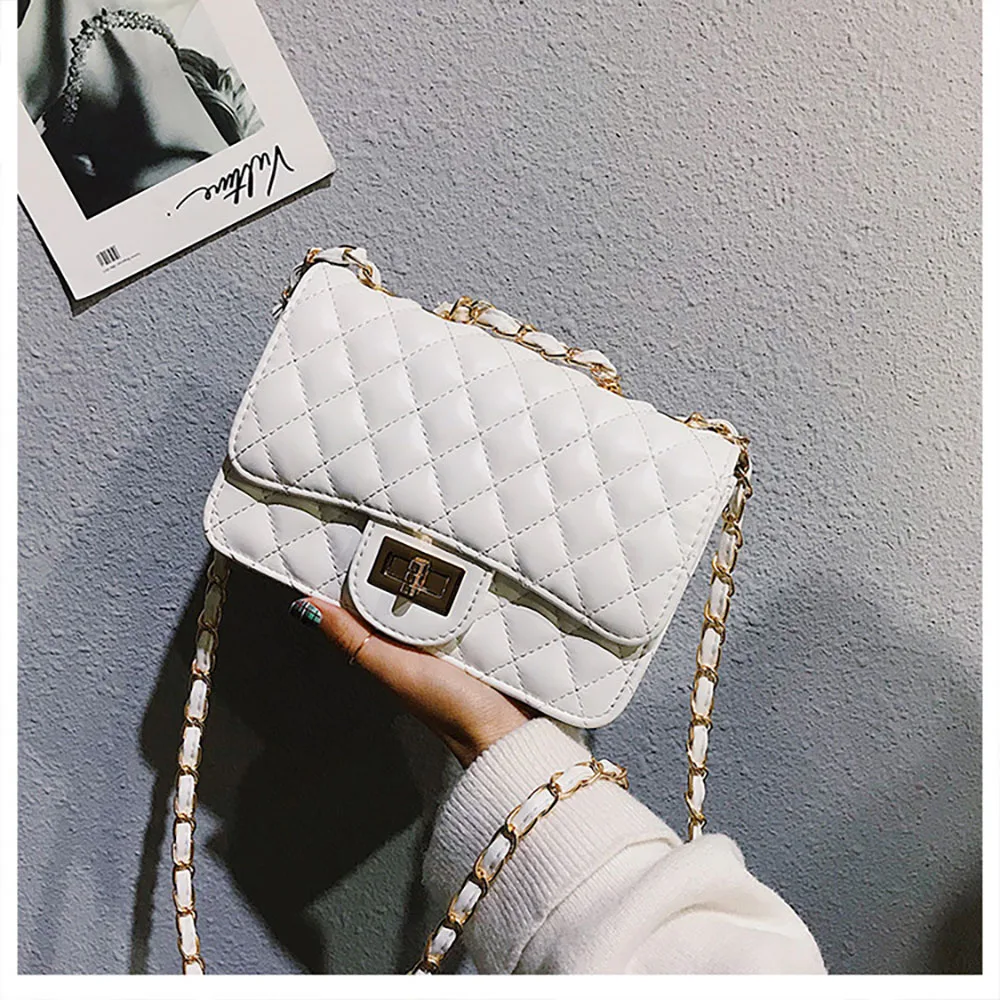 

Сумка через плечо Женская Корейская версия сумка через плечо с ромбовидной цепочкой маленькая сумка через плечо в очаровательном стиле уни...