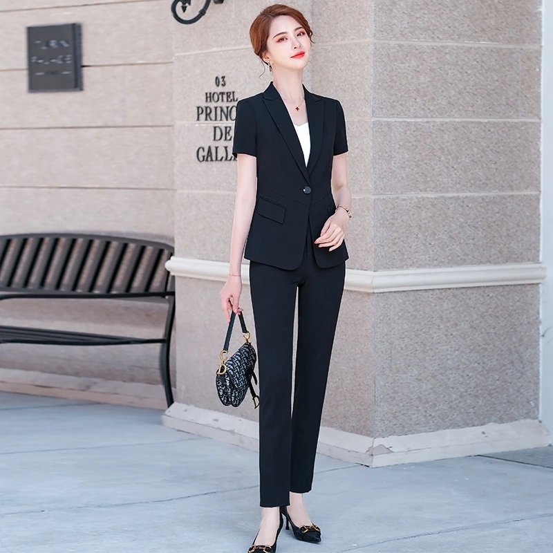 New 2 Piece Set Suit Blazer and Trousers&Skirt for Women Career Interview OL Professional Blazers Coat Pants Suits Oversize Plus