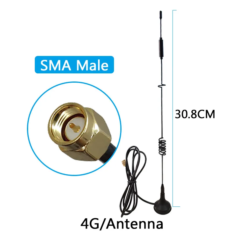 Grandwisdom 20P 3G 4G LTE Antenna 10dbi SMA Male Connector Aerial 698-960/1700-2700Mhz IOT magnetic base 3M Clear Sucker Antena