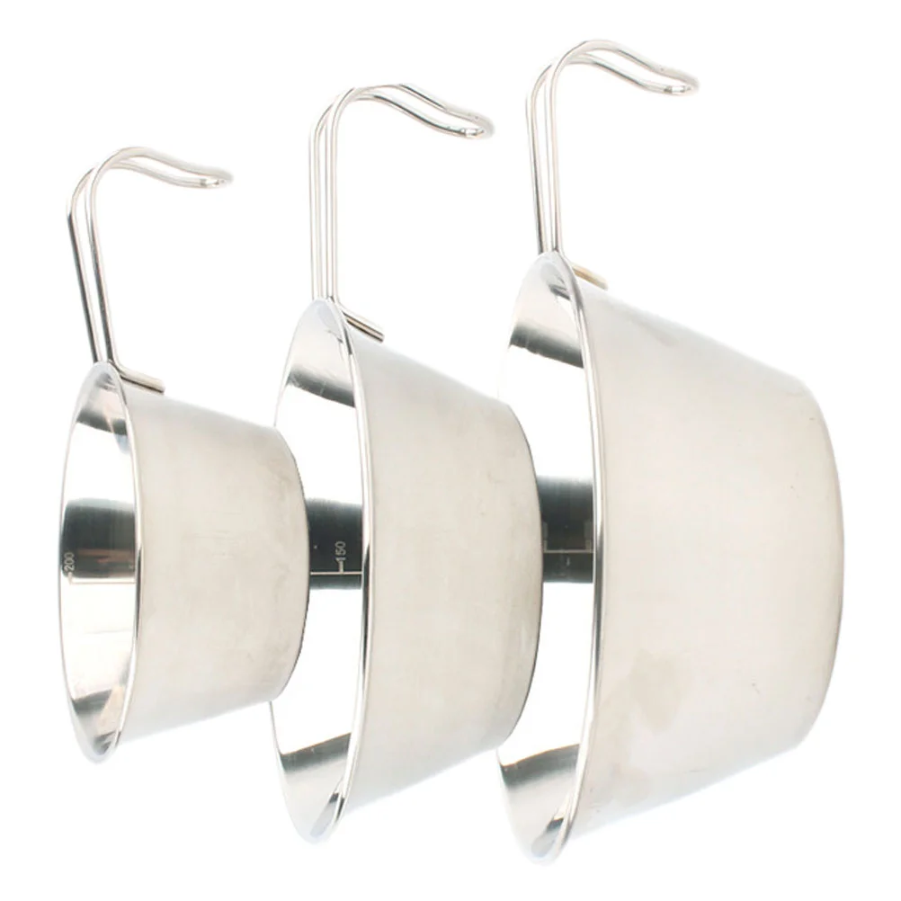 

3Pcs Outdoor Bowls Stainless Steel Bowl Portable Dinner Bowl BBQ Cooker Outdoor Accessories Silver