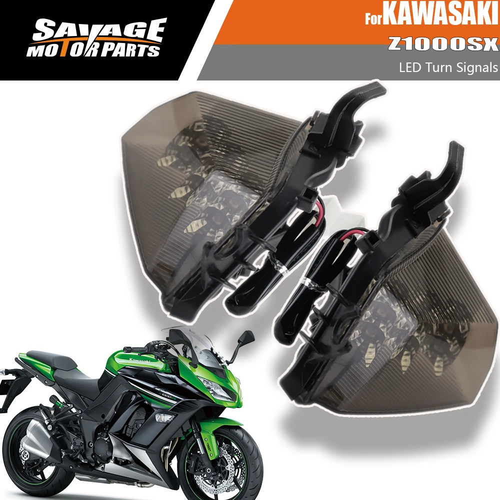 

Front LED Turn Signals For KAWASAKI Z1000SX NINJA 1000 1000R Motorcycle Accessories Indicator Light Flasher Z1000 SX 2011-2016