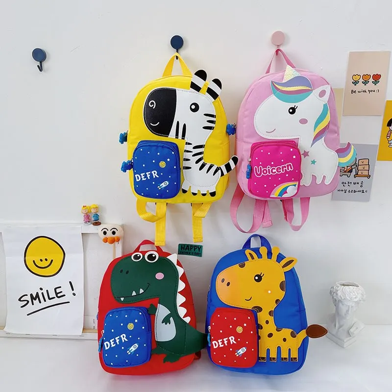 Холщовый Детский рюкзак с мультипликационным изображением жирафа, школьный рюкзак для девочек и мальчиков, 2021