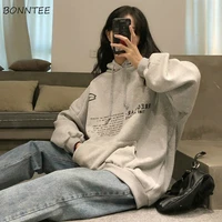 harajuku sweatshirt women chic street style simple letter hooded fall thicker teen hoodies all match leisure retro lady clothing