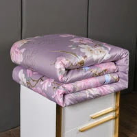 elegant floral print mulberry silk comforter winter thick warm quilt king queen single silk duvet insert summer air conditioner