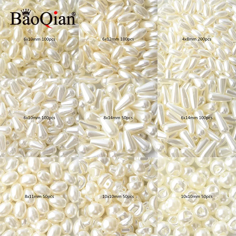 

Beige White With Holes Acrylic Imitation Pearl Beads Various Shapes Loose Beads For DIY Craft Scrapbook Decoration