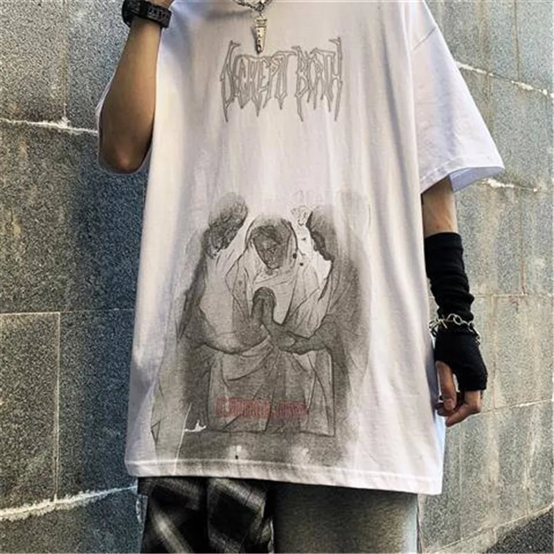 

Hip Hop Punk Tshirt Streetwear Men Casual Devil Tshirts Summer Half Sleeve Black T Shirt Fashion Tops Cool Japan Tshirt Male