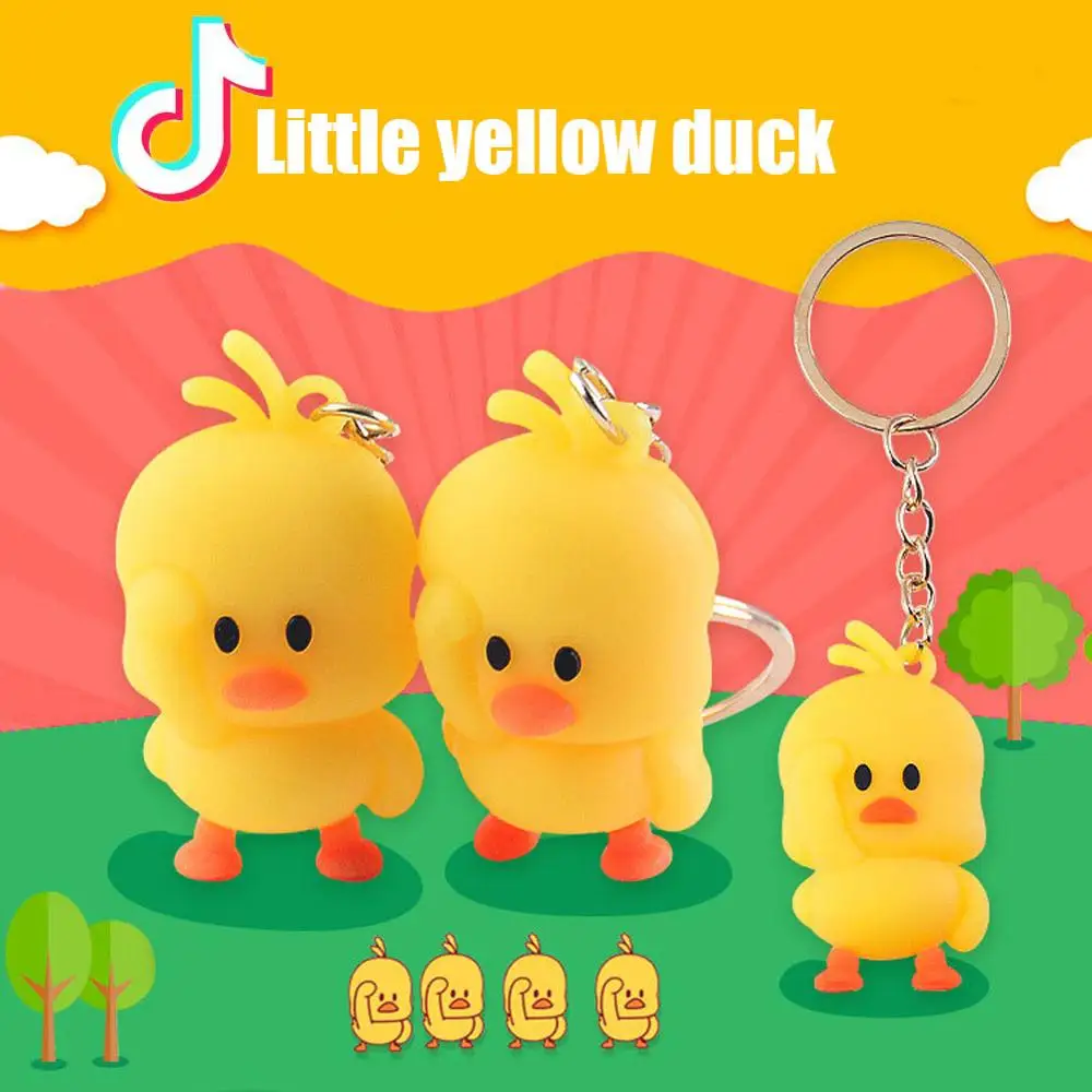 Уникальный маленький брелок милая желтая утка цепочка для ключей танцевальный