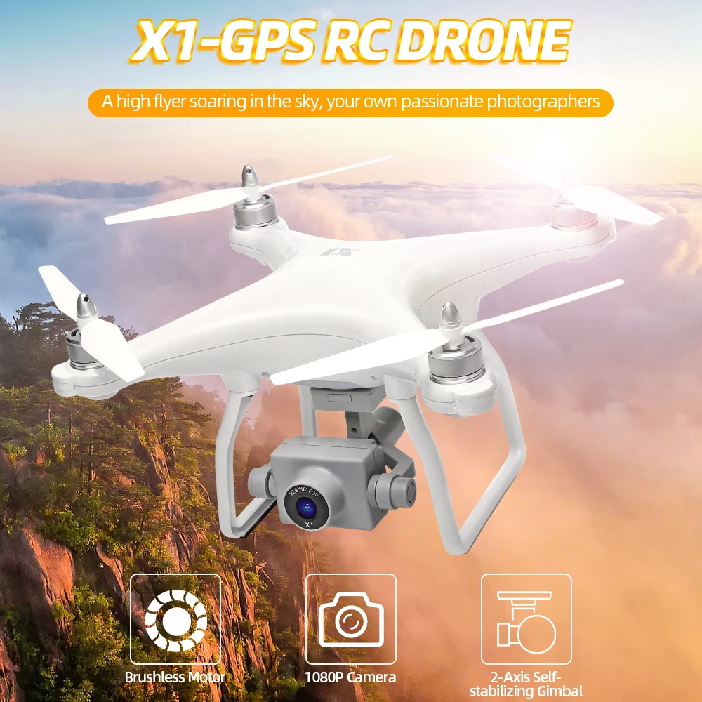 WLtoys XK X1, беспилотные летательные аппараты с Камера 1080P 2 оси 5G Wi-Fi FPV gps Квадрокоптер с дистанционным управлением Self-стабилизирующая подвеска бесщеточный мотор видео в режиме реального времени Дрон