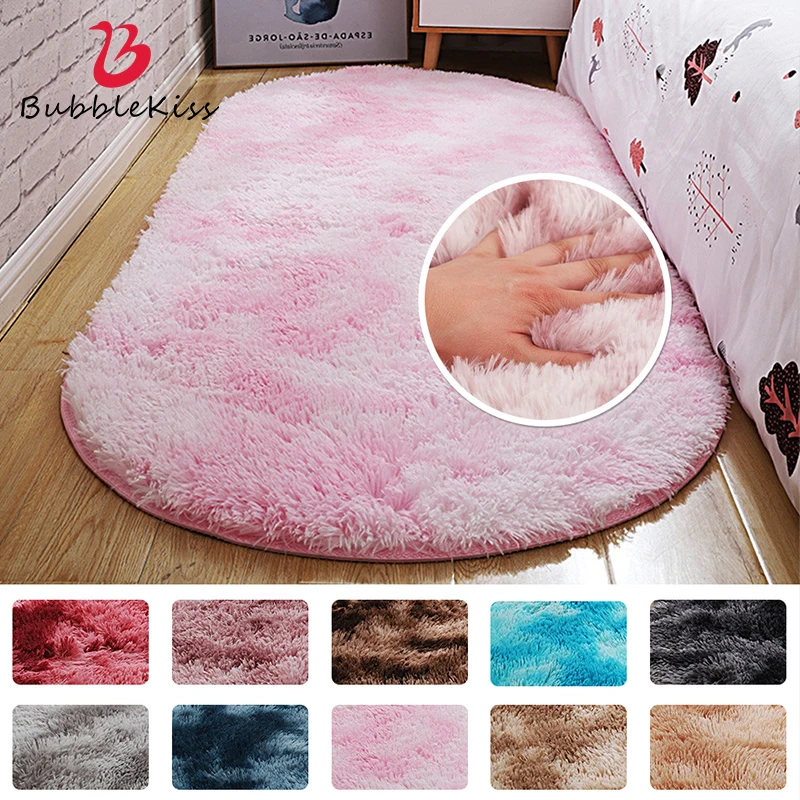 

Bubble Kiss Nordic Style Carpets Oval Plush Tie Dye Home Faux Fur Rug Living Room Fluffy Shaggy Carpet Bedroom Decor Area Rugs