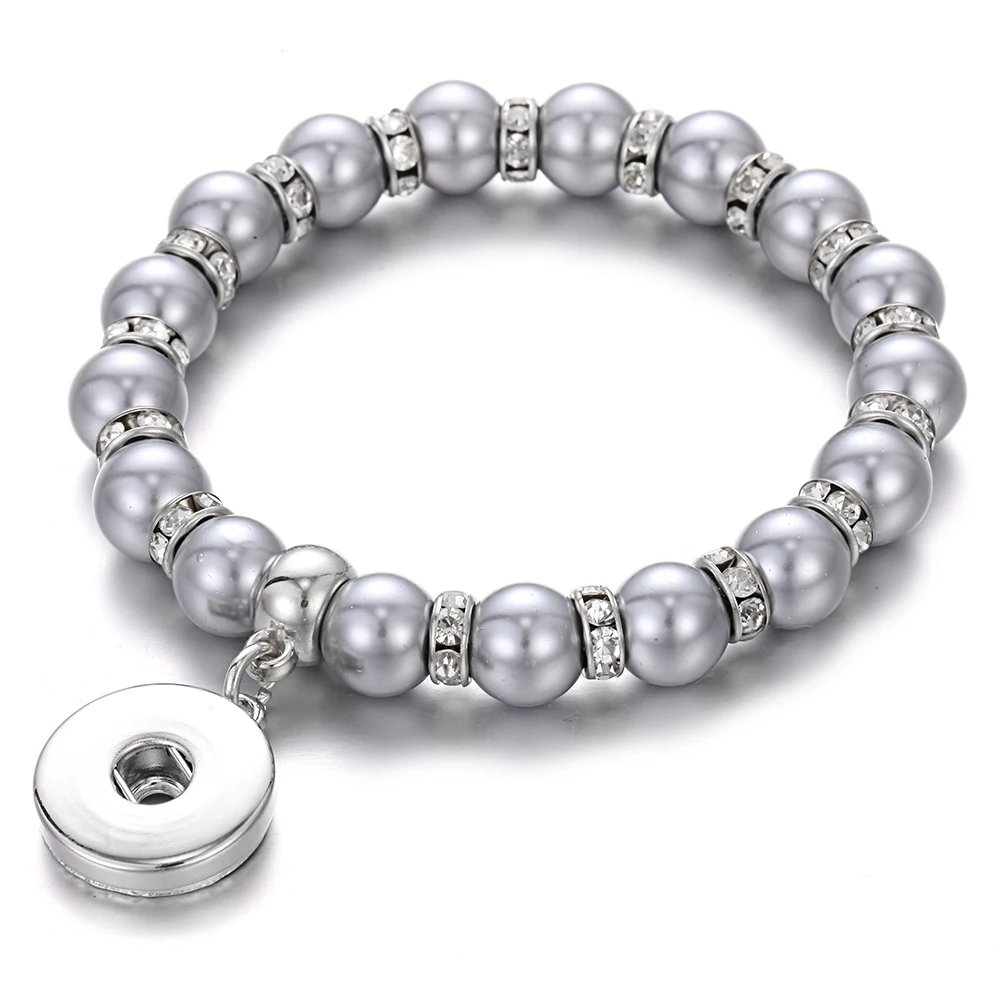 Snap Jewelry 18 мм Button браслет эластичный регулируемый ручной работы 0 имитация жемчуга