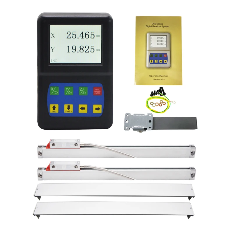 

D50-2V LCD цифровое считывание 2 оси DRO и линейные весы 70-1020 мм 5um кодировщик для токарных станков/фрезерных станков сверление