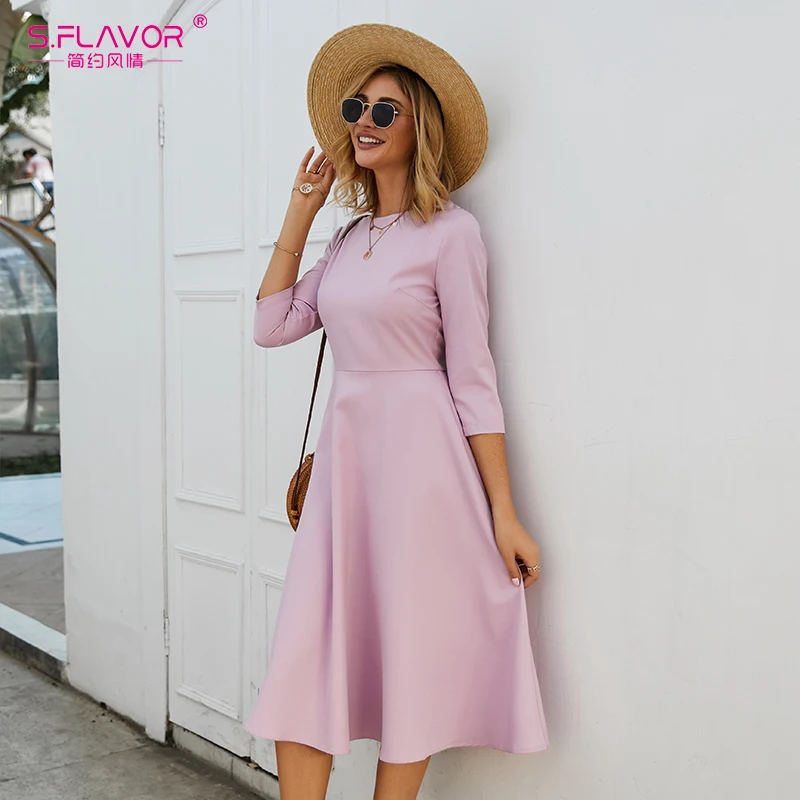 S.FLAVOR Для женщин светло фиолетовый платье трапециевидной формы элегантное с