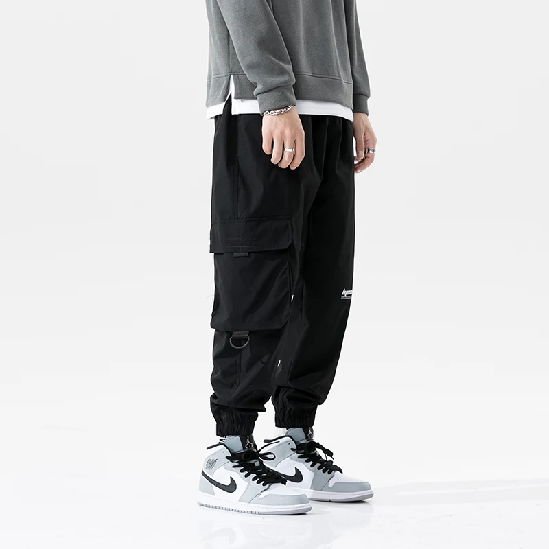 

2021 Men's Side Pockets Cargo Harem Pants Fashion Black Hip Hop Casual Male Joggers Trousers Fashion Streetwear Pants Men