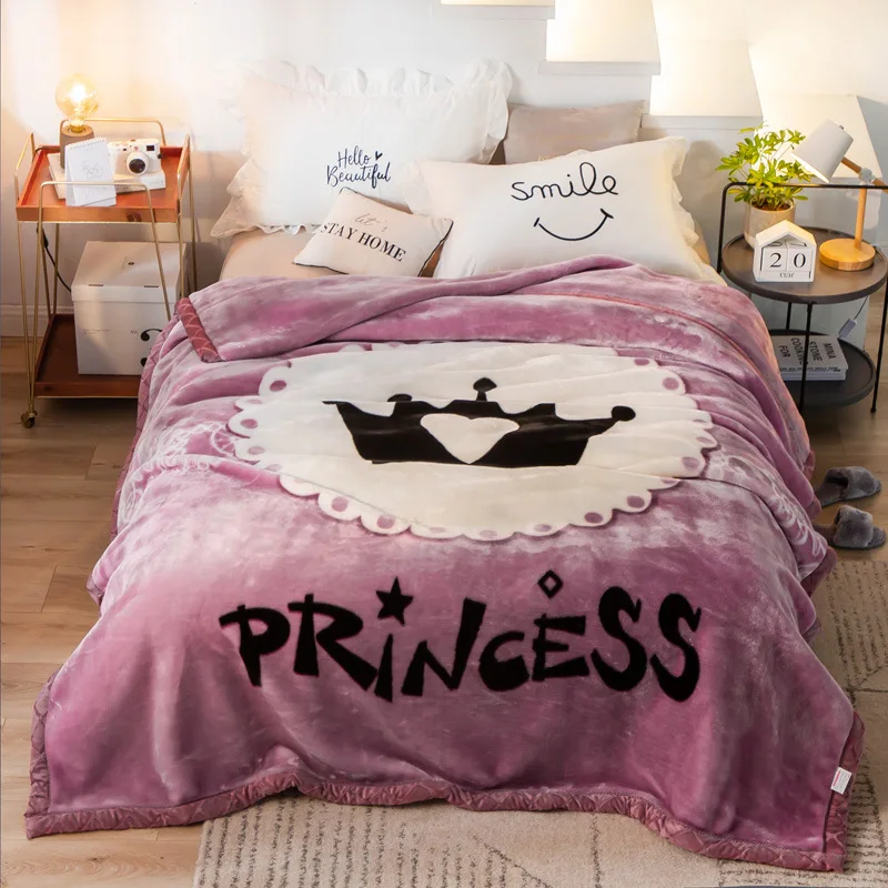 

Laschel Blanket Double-Layer Thicken Coral Fleece Blanket Warm Winter Blanket Super Soft Cartoon Design for Kids Throw Blanket