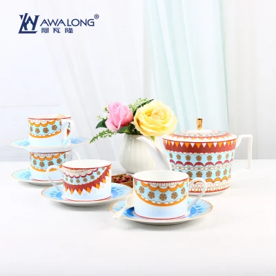 

European Creative Coffee Set Bone China Mug With Milk Teapot Saucer English afternoon Teacup Home Ceramic Bohemia Tea