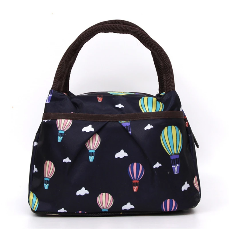 

Сумка для ланча, портативная тканевая сумка с цветочным принтом, для школы и пикника, детский дорожный толстый трехслойный водонепроницаем...