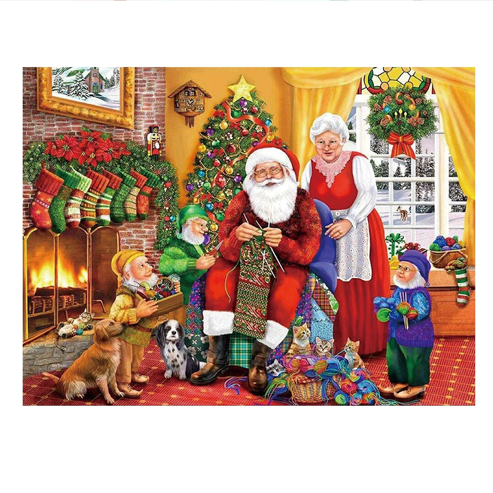 

5D алмазная живопись круглая бусина Санта-Клаус алмазная вышивка полная мозаика со стразами дизайн изображения Рождественский подарок укра...