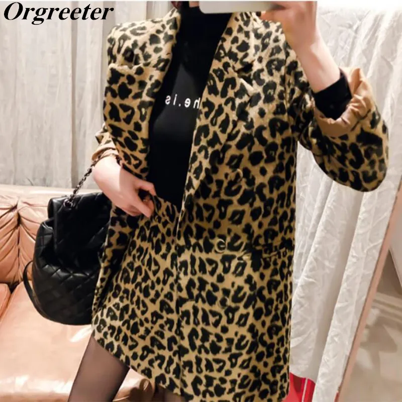 Модный офисный блейзер с леопардовым принтом верхняя одежда облегающая
