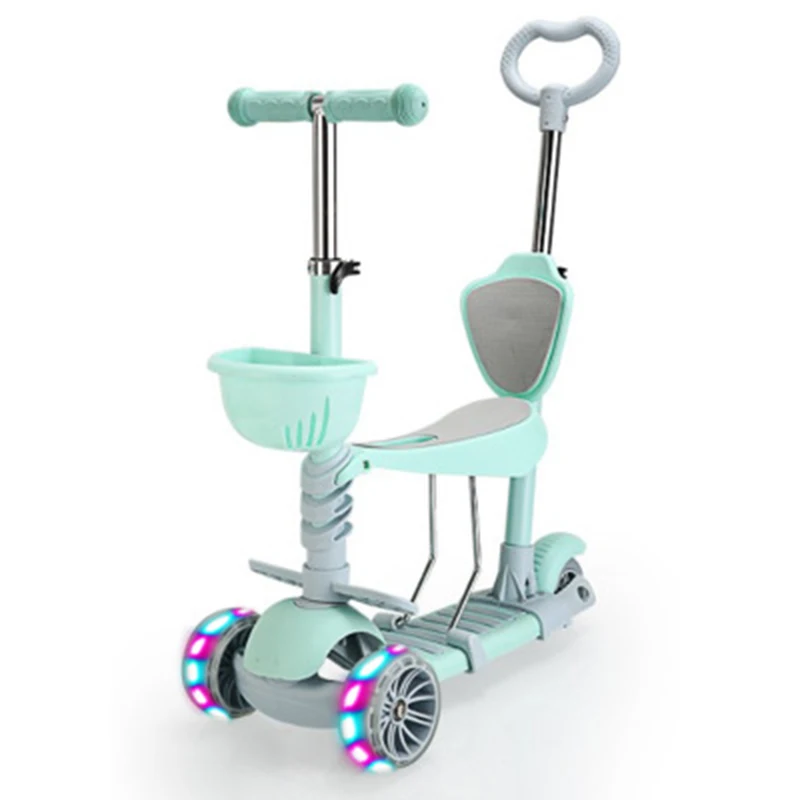 Детский самокат 5 в 1 3 колеса мигающие качели для детей от 2 до 15 лет коляска езды