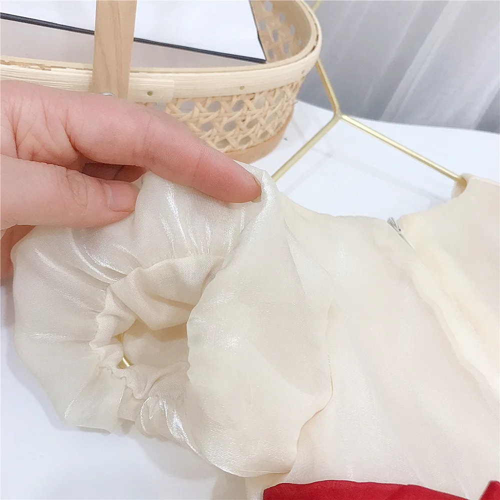 

2021Girls Summer Dress Children's New Bubble Sleeve Dress Baby Girl Princess Dress Kids Dress for Girls Party Dress Age 1-6