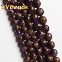 natural purple golden lace stone beads purple cloisonne loose spacer charms beads for jewelry making bracelets 15 4 6 8 10 12mm