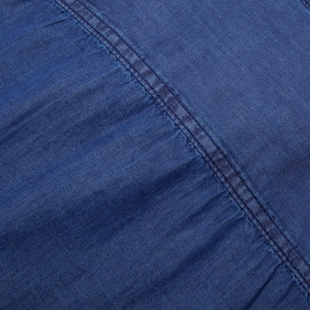 Темно-синяя однобортная рубашка мужская повседневная с длинными рукавами