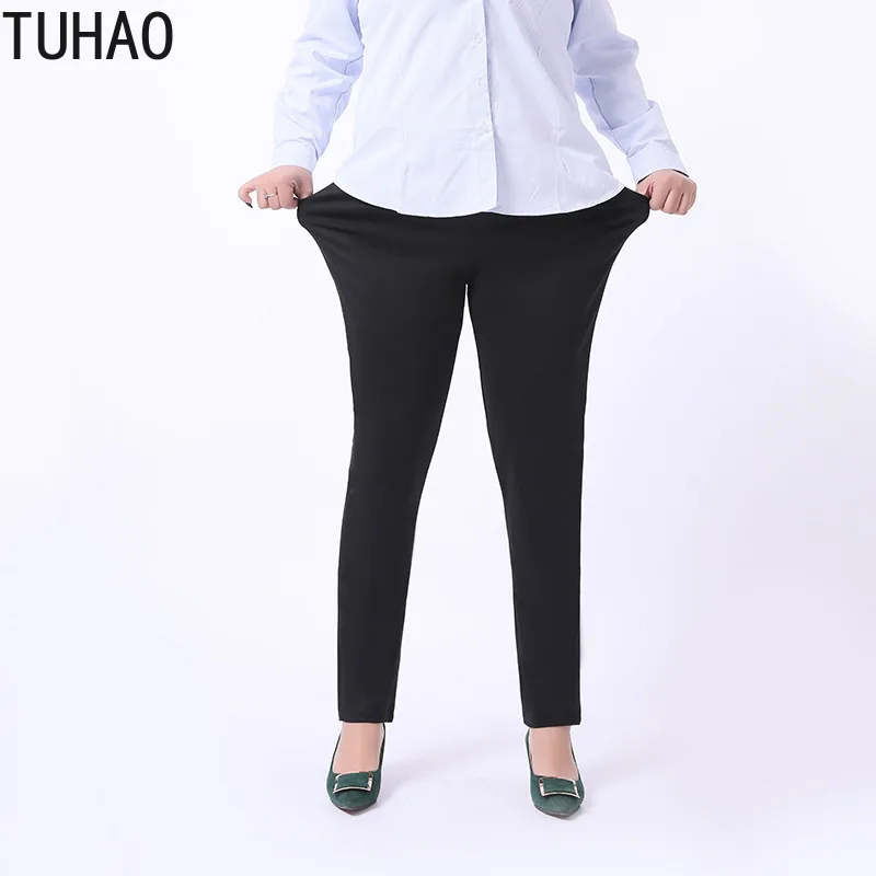 

Брюки TUHAO женские прямые офисные, повседневные штаны, профессиональные штаны, черные, большие размеры 6XL 5XL 4XL WM06