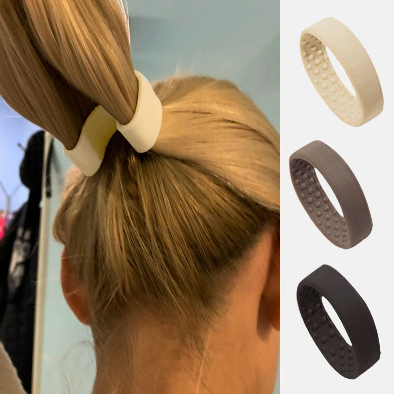 Pemegang ekor kuda wanita, tali leher, rambut yang boleh dilipat, tali rambut elastik silikon, aksesori rambut sederhana