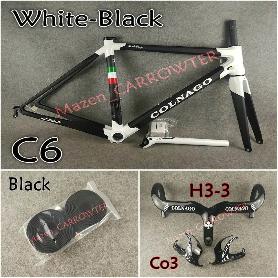 Package 4 3 к матовый черный белый Colnago C60 карбоновая рама+ руль+ седло+ клетки для бутылок+ 50 мм карбоновый набор колес с NOVATEC A271 ступицы - Цвет: Package 4