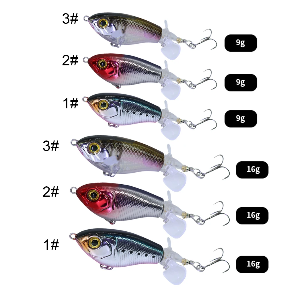 

Whopper Popper Fishing Lure For Carp Pike Topwater Floating Double Propeller Soft Rotating Tail Hard Bait Bass Swimbait 9g 16g