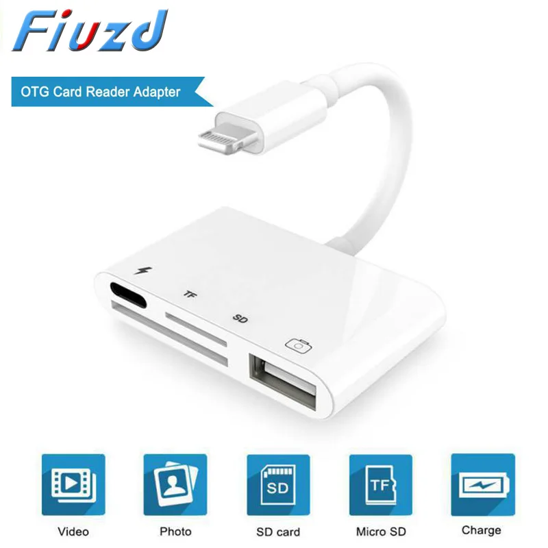 Fiuzd 4 в 1 для подключения Lightning к камере комплекты SD/TF/USB адаптер чтения карт OTG