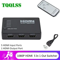 tqqlss hdmi splitter 5 in 1 out switcher 5 port hub box auto switch 5x1 1080p hd 1 4 with remote control for hdtv xbox360 ps3