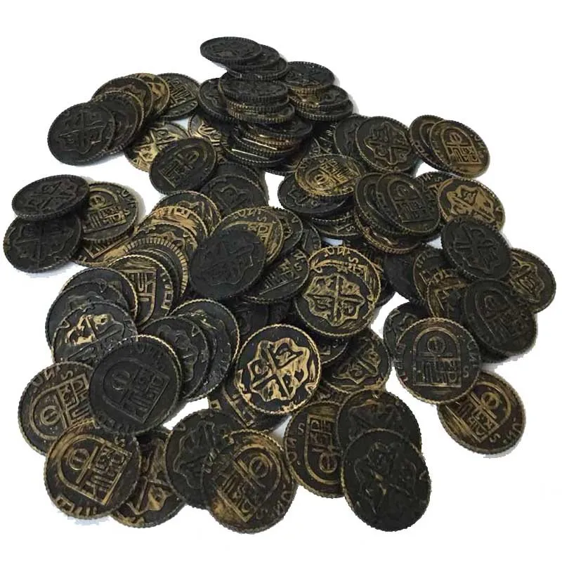 100 шт./компл. Испания Золотая монета пластиковые пиратский игральная фишка