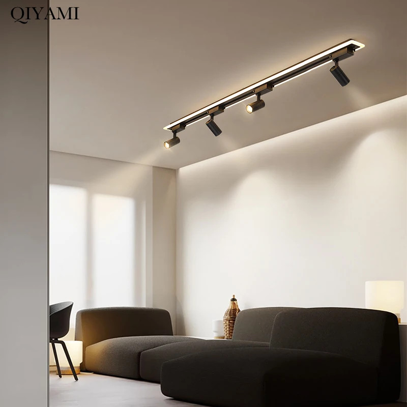 $21.05 Modern Led Ceiling Spotlights For Background Wall Living Room Study Freely Collocation Track Lighting Black Iron Acrylic Lamps