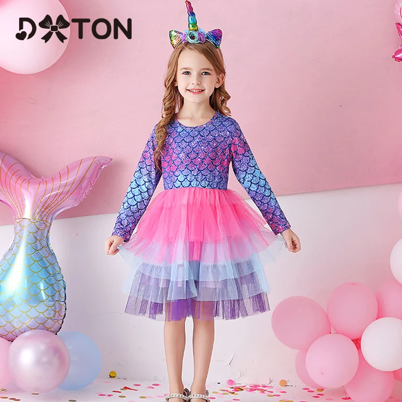 DXTON Princess Kids Dress Winter Girls Party Long Sleeve Baby Children Clothes 2019 Christmas Costumes LH4594 | Детская одежда и