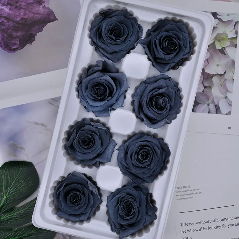 grey black Свежая консервированная роза цветы бессмертный роза 4-5 см Диаметр День матери DIY Свадебные вечная жизнь цветок Материал подарок 8 шт./кор. уровня B - Цвет: grey black