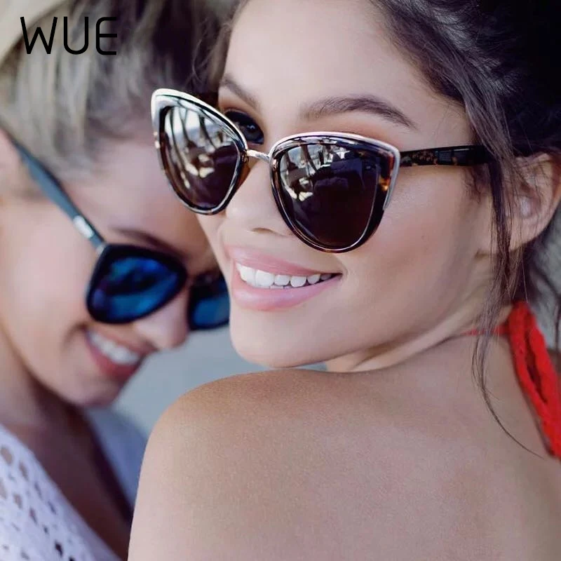 

Fashion Cateye Sunglasses Women Vintage Metal Eyewear For Women Mirror Retro Shopping Oculos De Sol Feminino UV400
