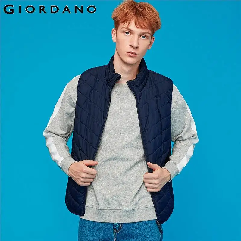 Giordano мужские куртки со стоячим воротником, без рукавов, стеганая куртка Homme с двойным карманом на молнии, Теплая мужская куртка, 01079724
